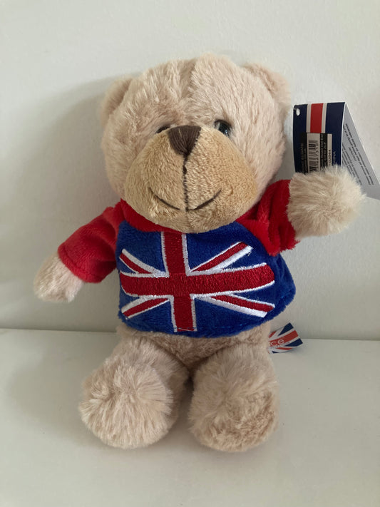 Plush Teddy wearing Union Jack top 15cm