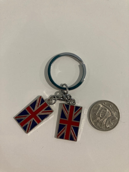 Metal Double Union Jack Keyring