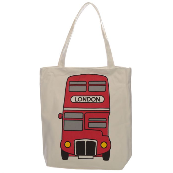 London Icons Red Routemaster Bus Reusable Zip Up Cotton bag