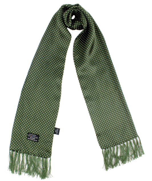 Tootal 100% Silk Small Dot Scarf in Parka Green TL3805 724