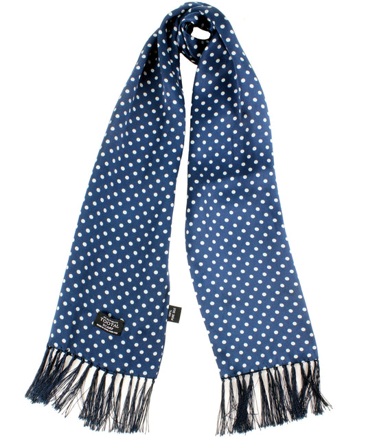 Tootal 100% Silk Large Polka Dot Scarf in Navy TV1807 058