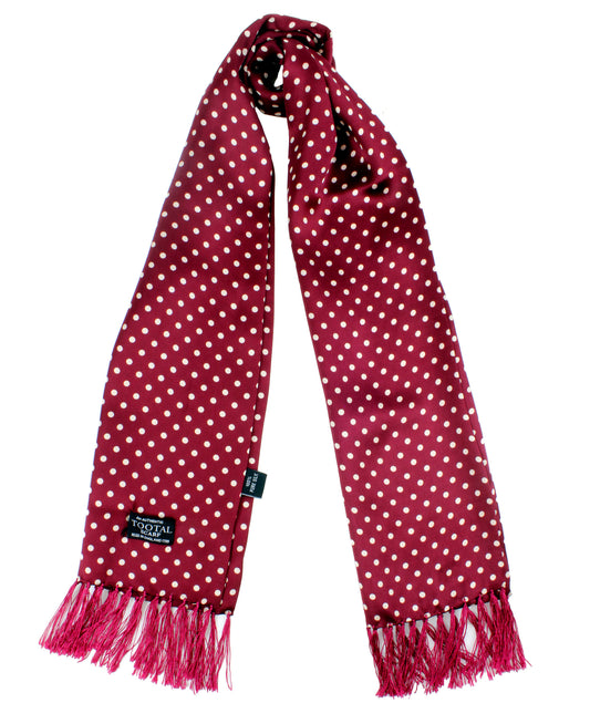 Tootal 100% Silk Polka Dot Scarf in Wine TV1807 157