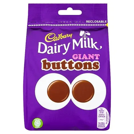 A purple bag of Cadbury Dairy Milk Giant Buttons